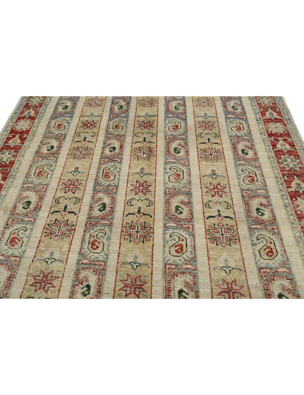 Shaal 4' 2" X 5' 9" Hand-Knotted Wool Rug 4' 2" X 5' 9" (127 X 175) / Ivory / Red