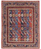 Shaal 5'0'' X 6'3'' Hand-Knotted Wool Rug 5'0'' x 6'3'' (150 X 188) / Red / Blue