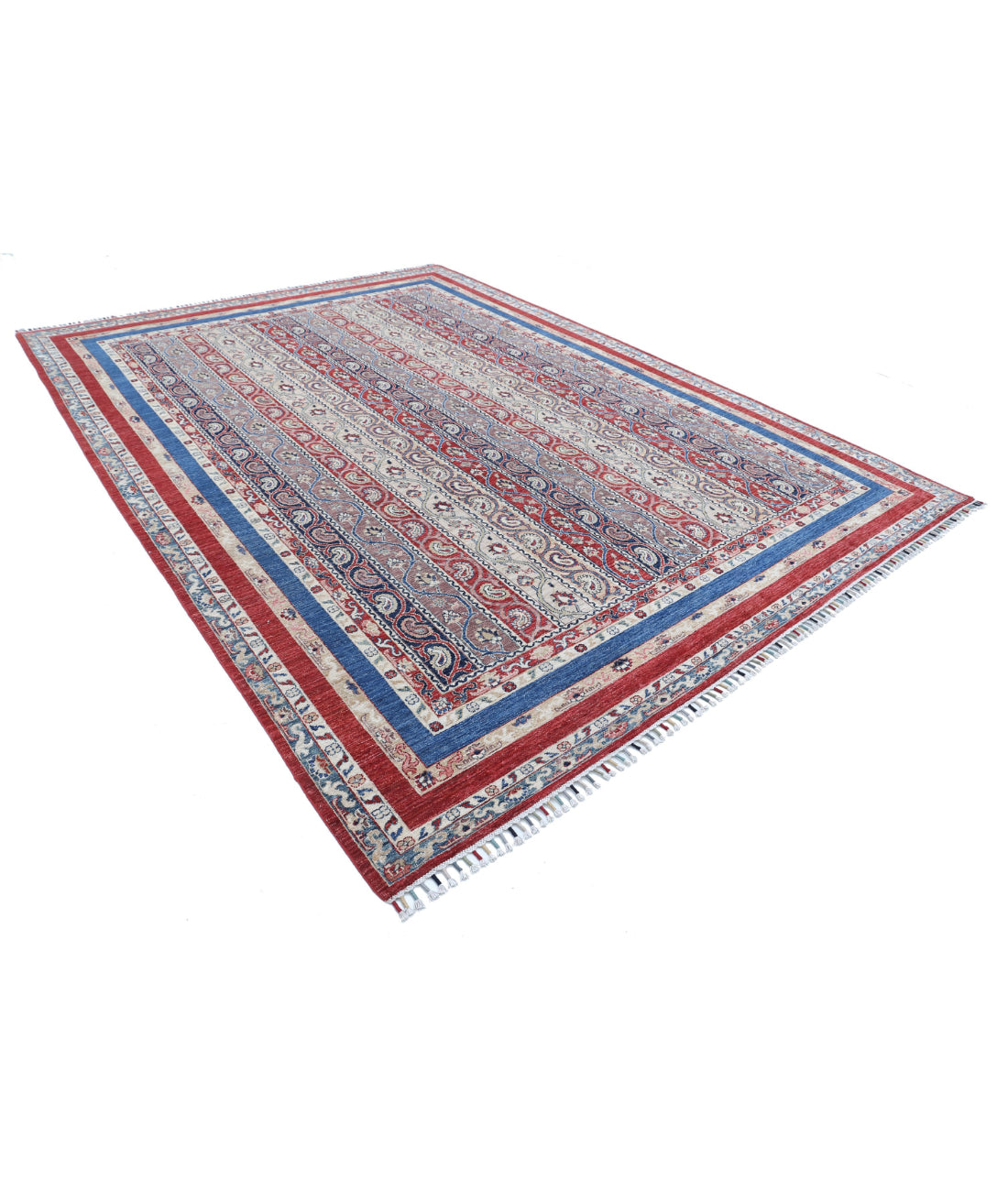 Shaal 8'10'' X 11'8'' Hand-Knotted Wool Rug 8'10'' x 11'8'' (265 X 350) / Red / Blue