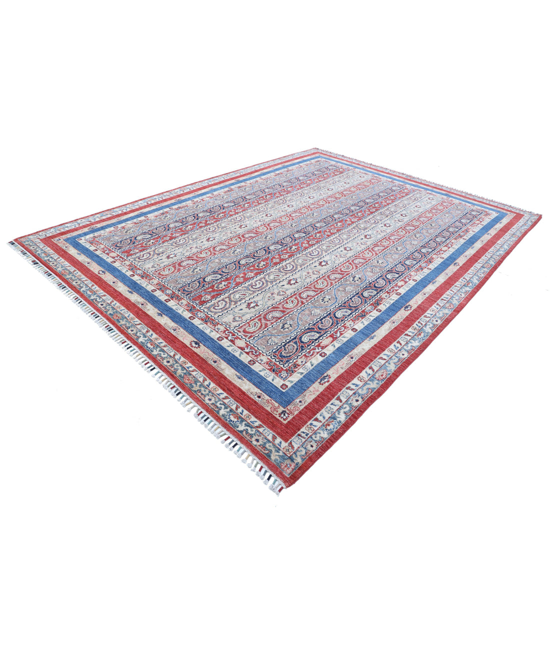 Shaal 8'10'' X 11'8'' Hand-Knotted Wool Rug 8'10'' x 11'8'' (265 X 350) / Red / Blue