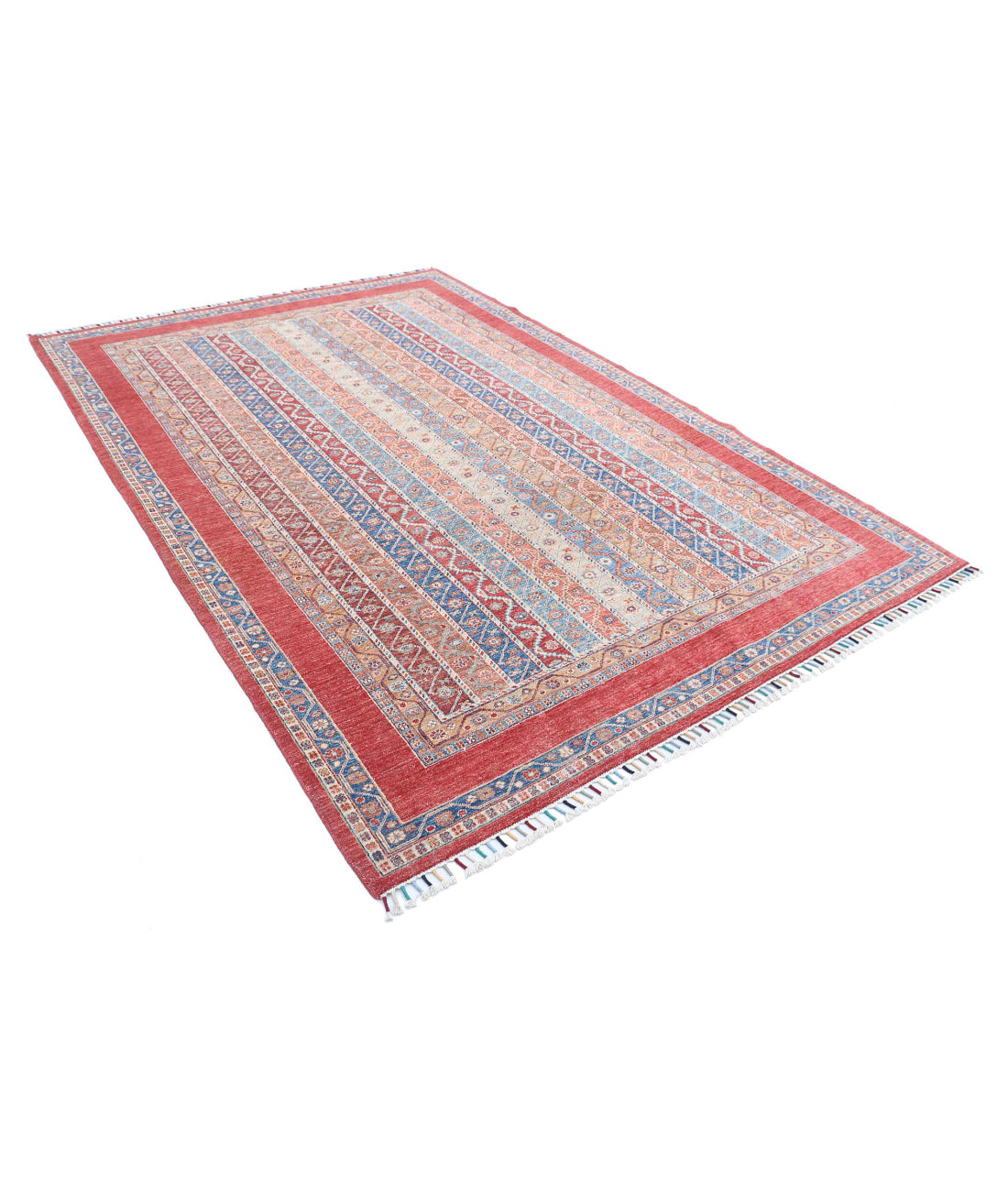 Shaal 6'8'' X 9'7'' Hand-Knotted Wool Rug 6'8'' x 9'7'' (200 X 288) / Red / Multi