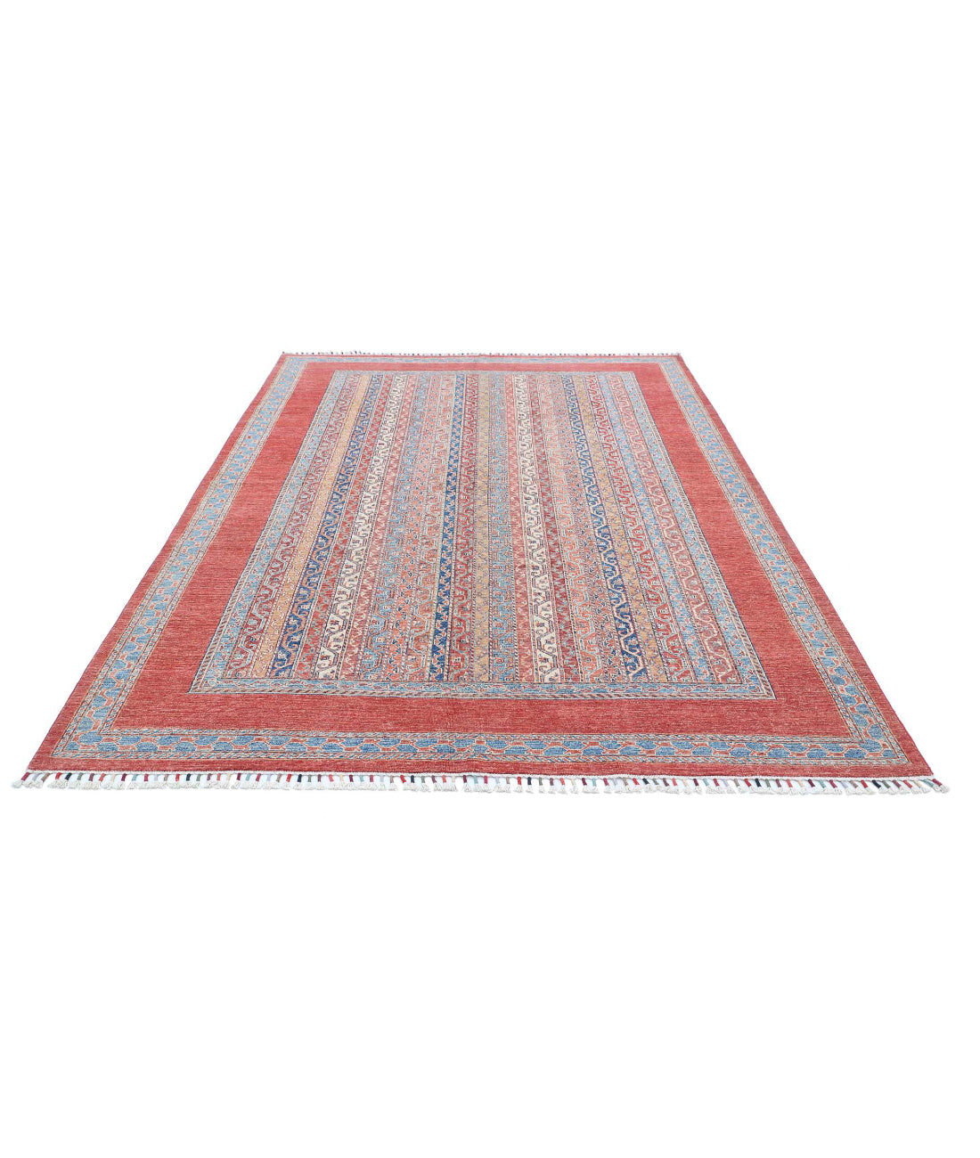 Shaal 6'8'' X 9'8'' Hand-Knotted Wool Rug 6'8'' x 9'8'' (200 X 290) / Red / Multi