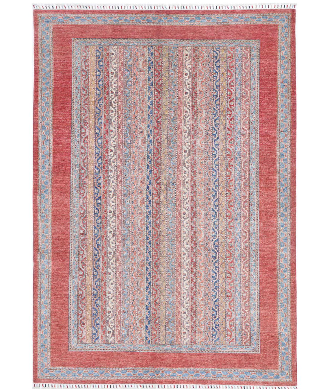 Shaal 6'8'' X 9'8'' Hand-Knotted Wool Rug 6'8'' x 9'8'' (200 X 290) / Red / Multi