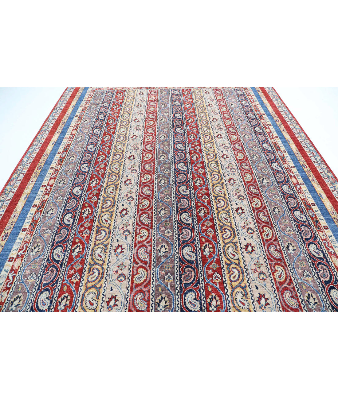 Shaal 9'0'' X 11'8'' Hand-Knotted Wool Rug 9'0'' x 11'8'' (270 X 350) / Red / Blue