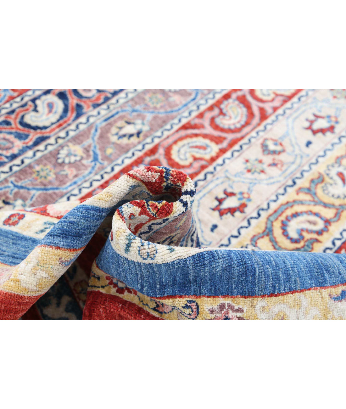 Shaal 9'0'' X 11'8'' Hand-Knotted Wool Rug 9'0'' x 11'8'' (270 X 350) / Red / Blue