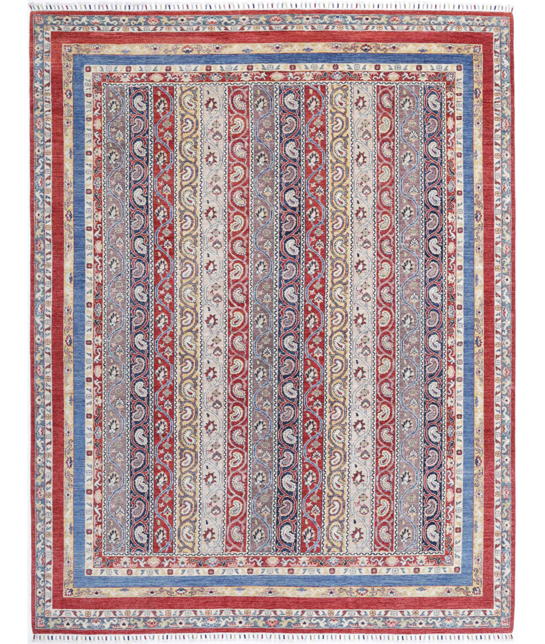 Shaal 9'0'' X 11'8'' Hand-Knotted Wool Rug 9'0'' x 11'8'' (270 X 350) / Red / Blue