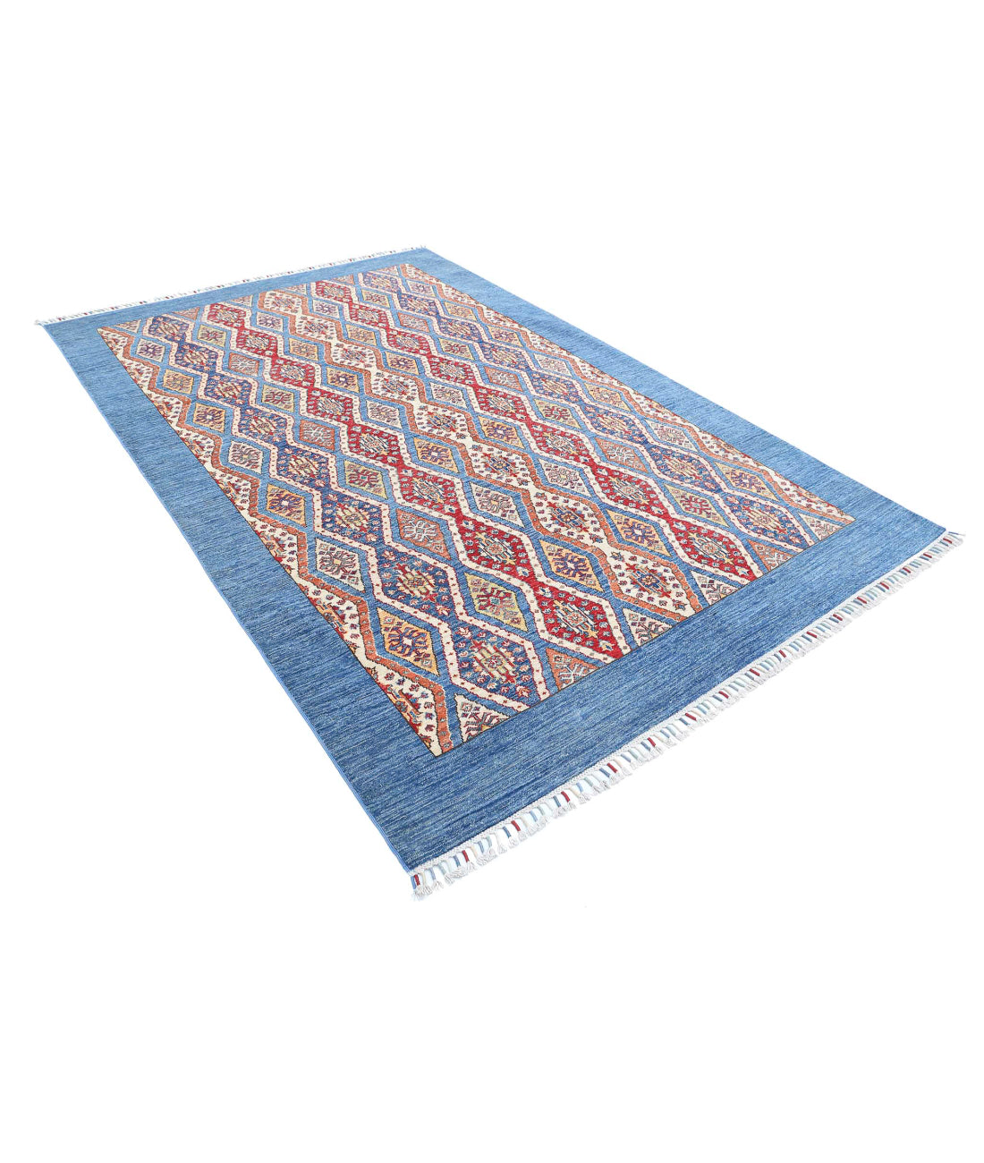 Shaal 6'3'' X 9'4'' Hand-Knotted Wool Rug 6'3'' x 9'4'' (188 X 280) / Blue / Multi