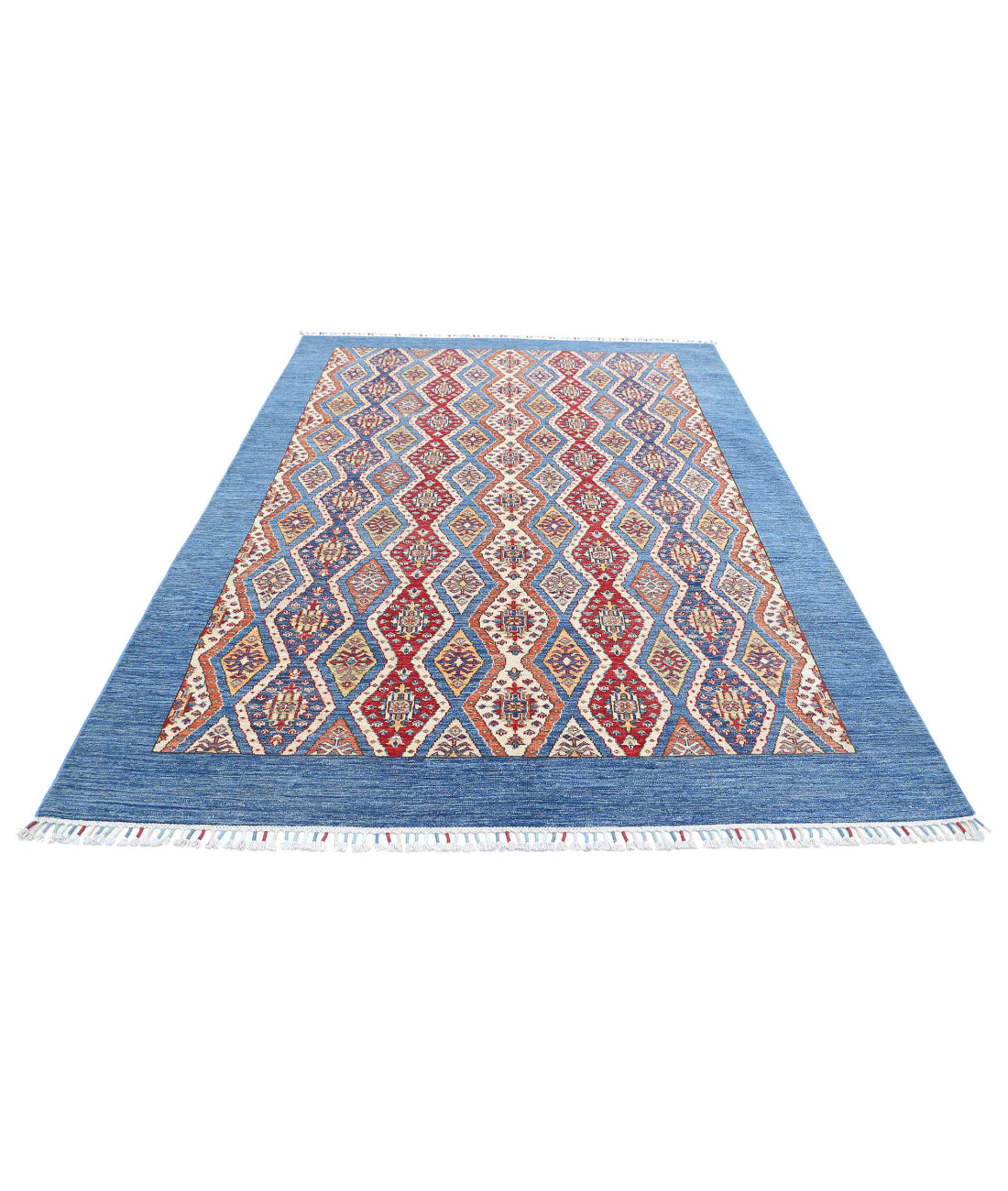 Shaal 6'3'' X 9'4'' Hand-Knotted Wool Rug 6'3'' x 9'4'' (188 X 280) / Blue / Multi