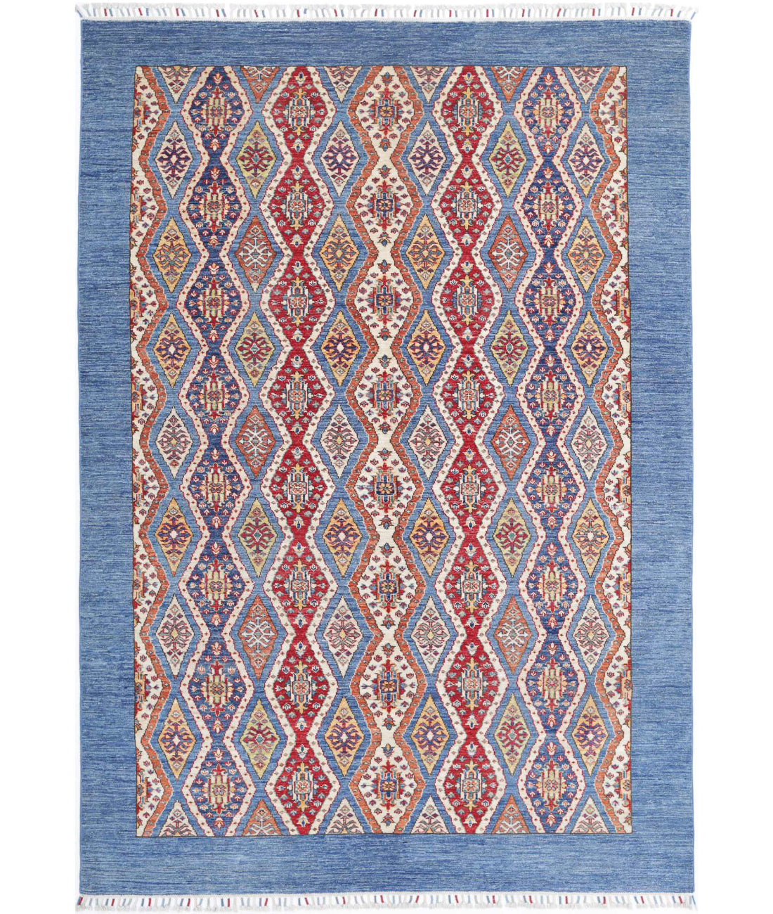 Shaal 6'3'' X 9'4'' Hand-Knotted Wool Rug 6'3'' x 9'4'' (188 X 280) / Blue / Multi