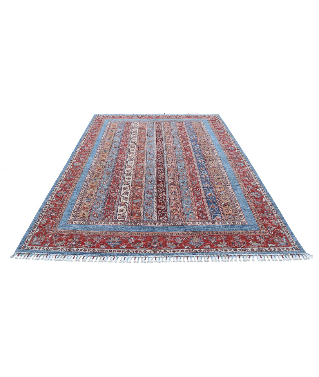 Shaal 6'7'' X 9'6'' Hand-Knotted Wool Rug 6'7'' x 9'6'' (198 X 285) / Blue / Multi