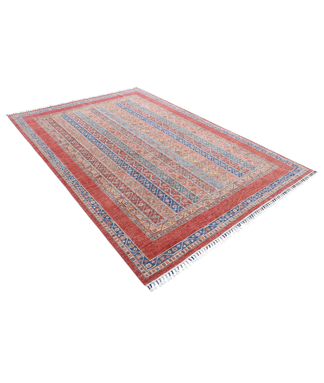 Shaal 6'7'' X 9'5'' Hand-Knotted Wool Rug 6'7'' x 9'5'' (198 X 283) / Red / Multi