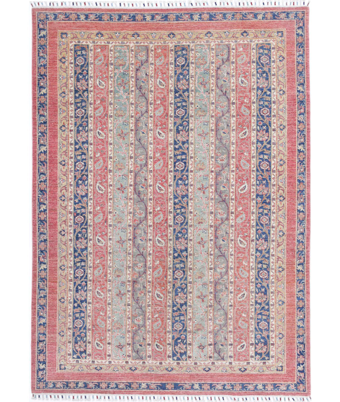 Shaal 5'5'' X 7'9'' Hand-Knotted Wool Rug 5'5'' x 7'9'' (163 X 233) / Red / Multi