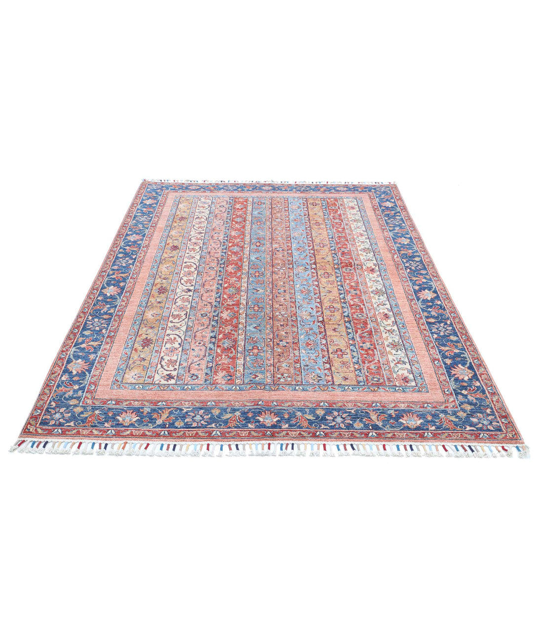 Shaal 5'6'' X 7'11'' Hand-Knotted Wool Rug 5'6'' x 7'11'' (165 X 238) / Multi / Blue