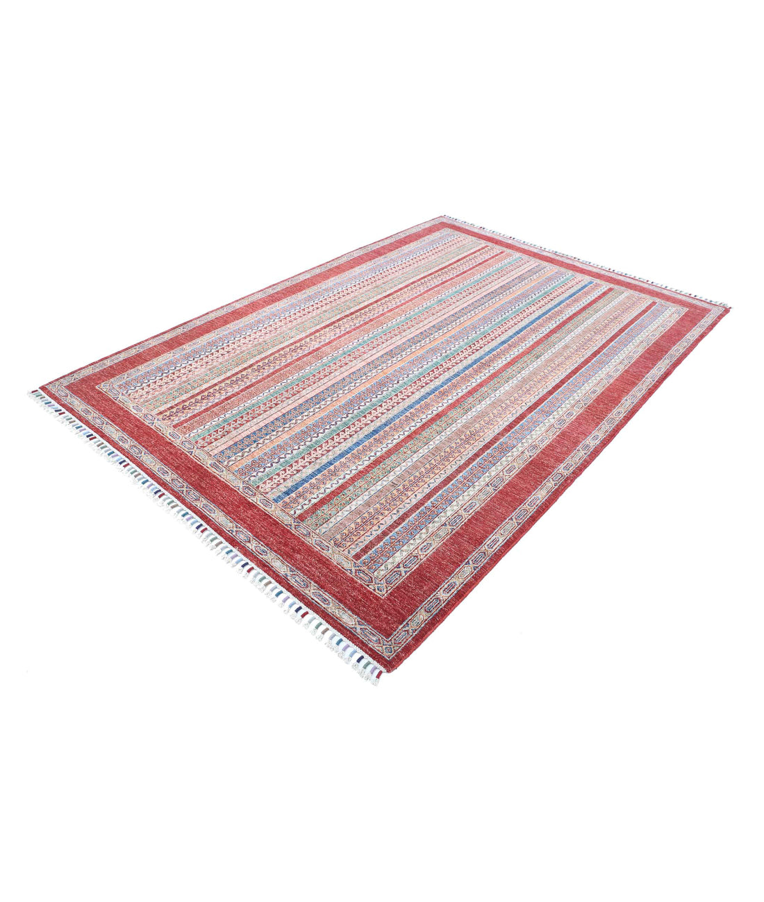 Shaal 5'8'' X 8'0'' Hand-Knotted Wool Rug 5'8'' x 8'0'' (170 X 240) / Red / Multi