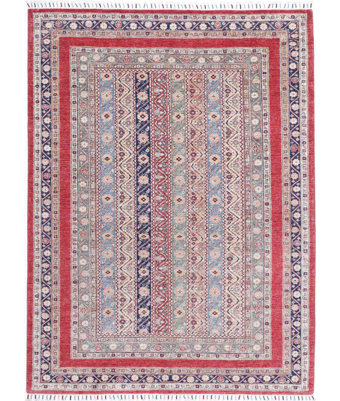 Shaal 5'8'' X 7'7'' Hand-Knotted Wool Rug 5'8'' x 7'7'' (170 X 228) / Red / Blue