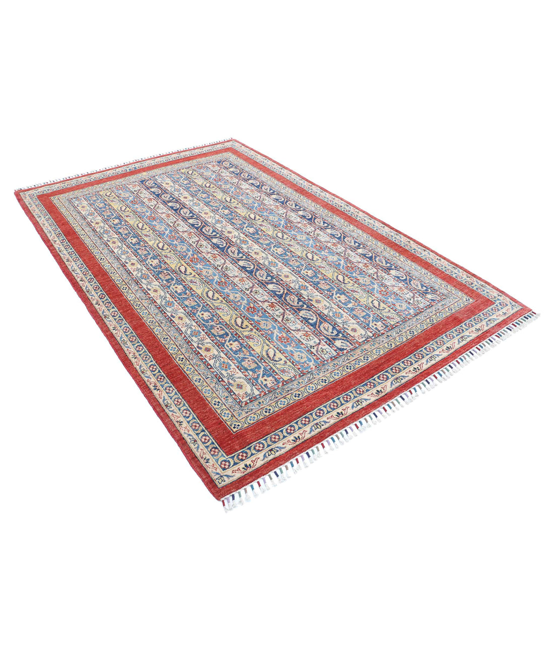 Shaal 5'4'' X 8'8'' Hand-Knotted Wool Rug 5'4'' x 8'8'' (160 X 260) / Red / Multi