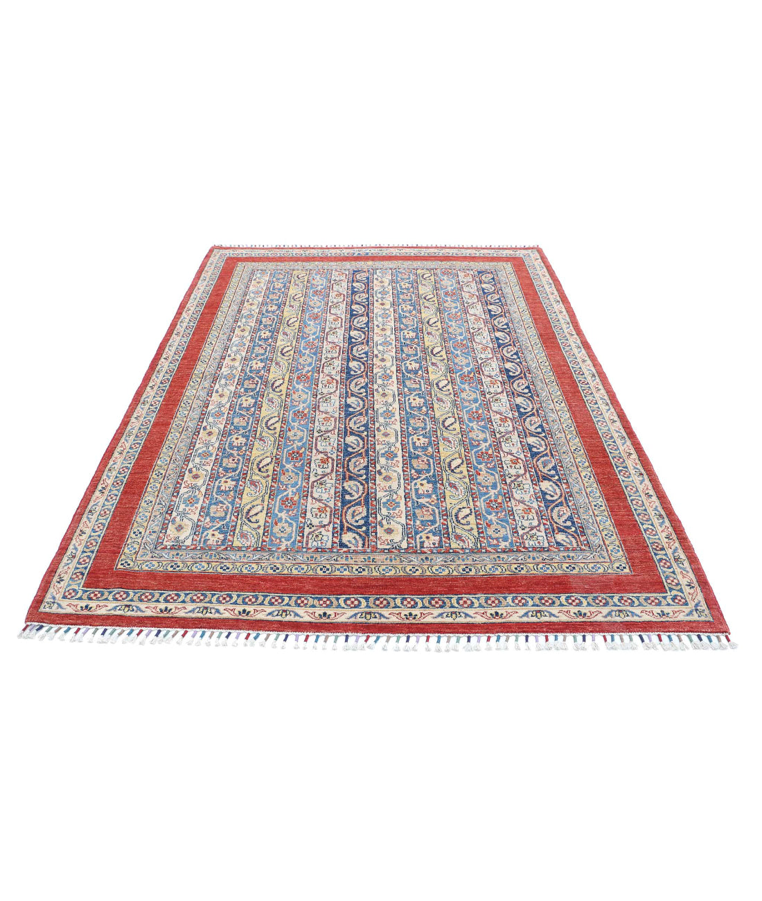 Shaal 5'4'' X 8'8'' Hand-Knotted Wool Rug 5'4'' x 8'8'' (160 X 260) / Red / Multi