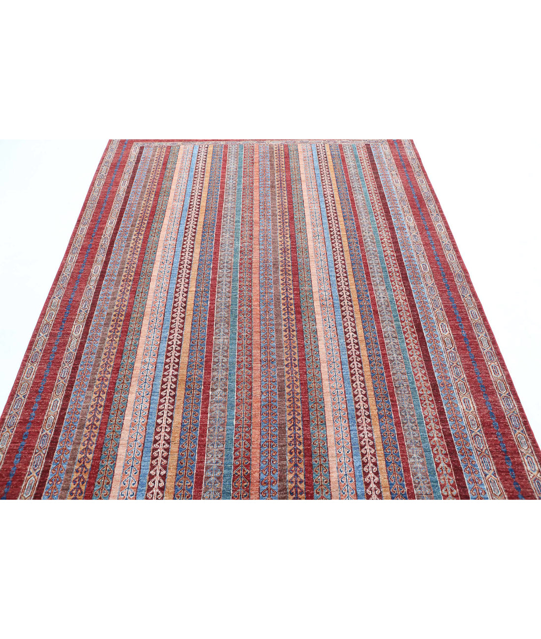 Shaal 5'6'' X 7'9'' Hand-Knotted Wool Rug 5'6'' x 7'9'' (165 X 233) / Red / Blue