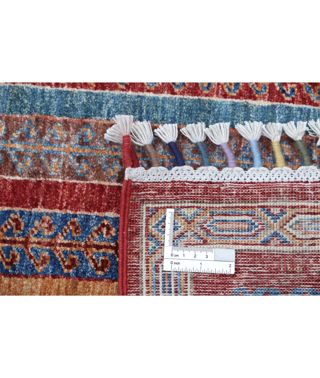 Shaal 5'6'' X 7'9'' Hand-Knotted Wool Rug 5'6'' x 7'9'' (165 X 233) / Red / Blue