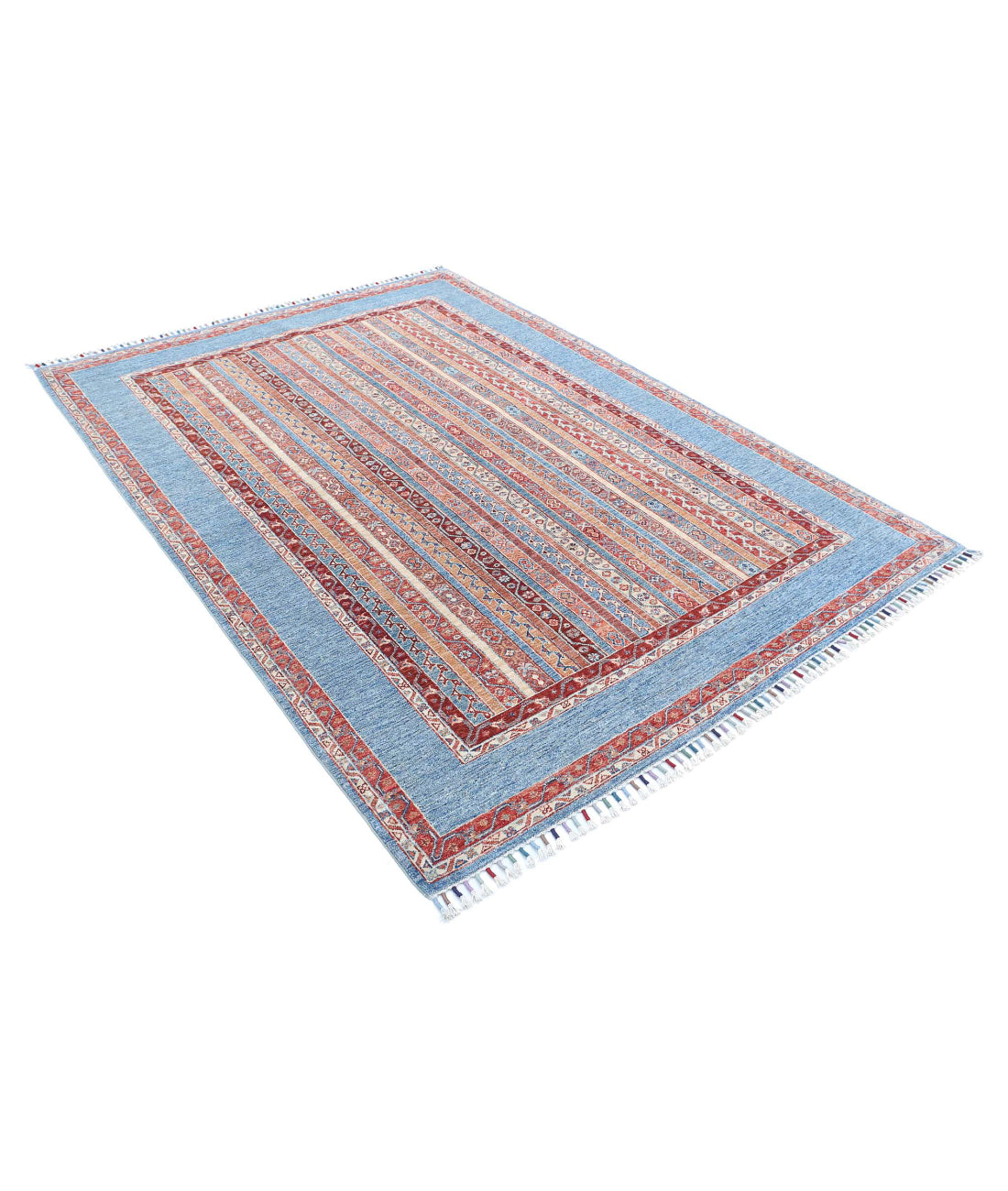 Shaal 5'7'' X 7'9'' Hand-Knotted Wool Rug 5'7'' x 7'9'' (168 X 233) / Blue / Multi