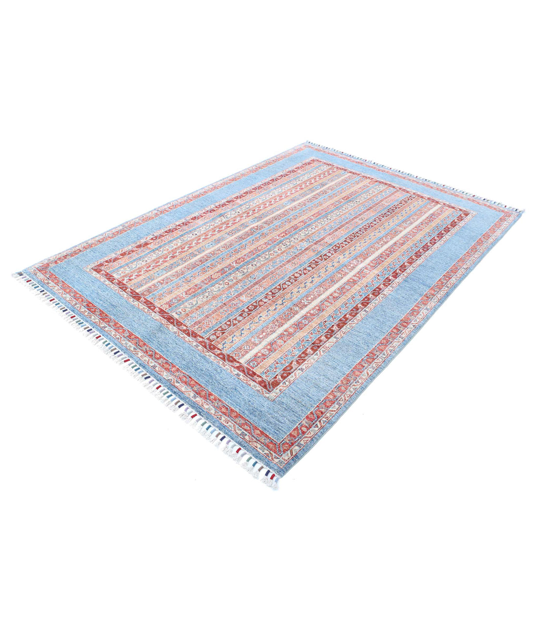 Shaal 5'7'' X 7'9'' Hand-Knotted Wool Rug 5'7'' x 7'9'' (168 X 233) / Blue / Multi