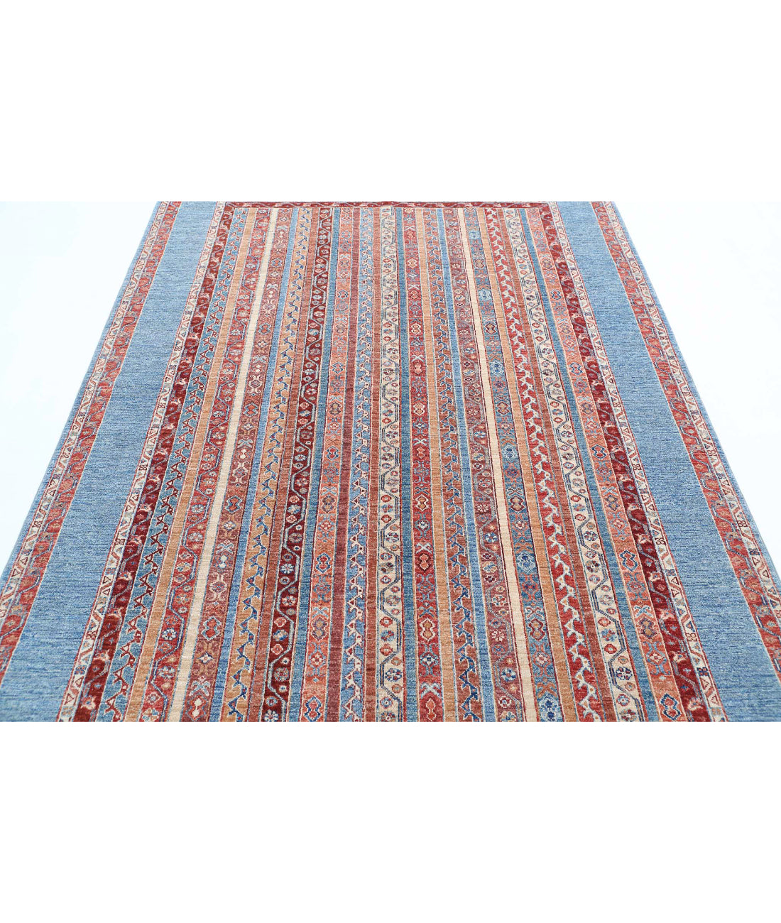 Shaal 5'7'' X 7'9'' Hand-Knotted Wool Rug 5'7'' x 7'9'' (168 X 233) / Blue / Multi