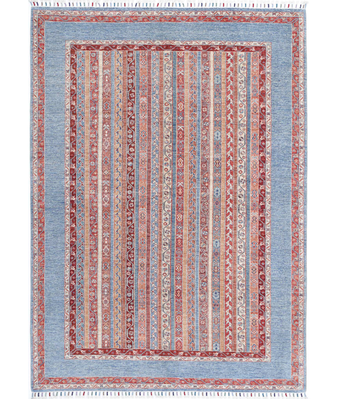 Shaal 5'7'' X 7'9'' Hand-Knotted Wool Rug 5'7'' x 7'9'' (168 X 233) / Blue / Multi