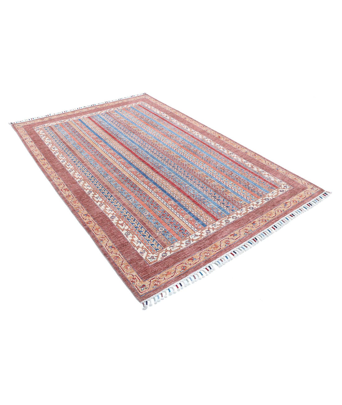 Shaal 5'6'' X 7'9'' Hand-Knotted Wool Rug 5'6'' x 7'9'' (165 X 233) / Brown / Multi