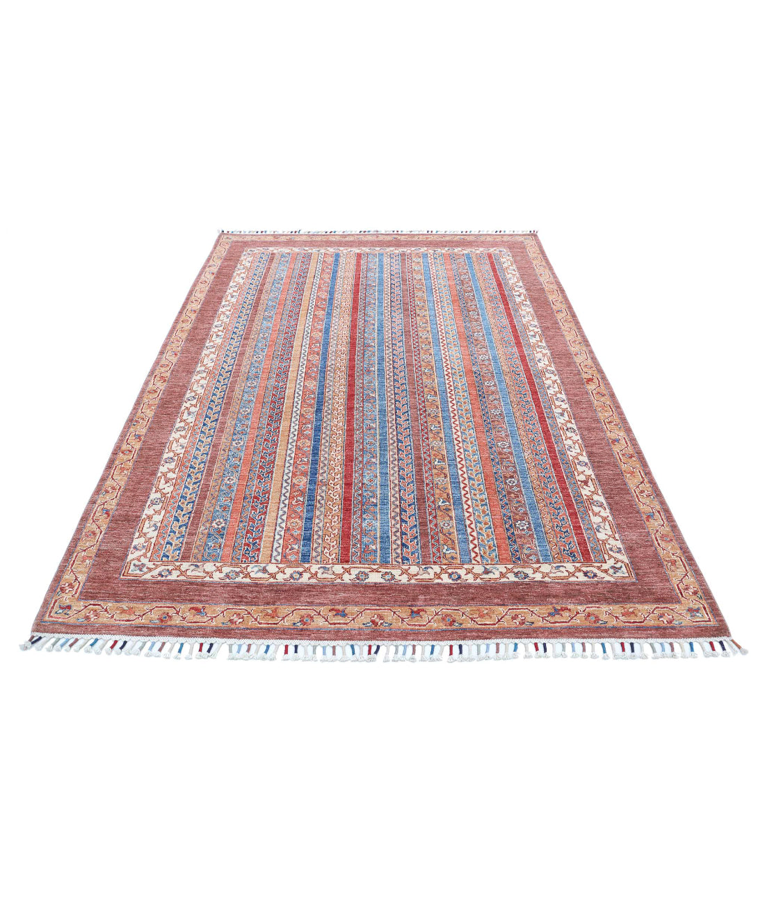 Shaal 5'6'' X 7'9'' Hand-Knotted Wool Rug 5'6'' x 7'9'' (165 X 233) / Brown / Multi