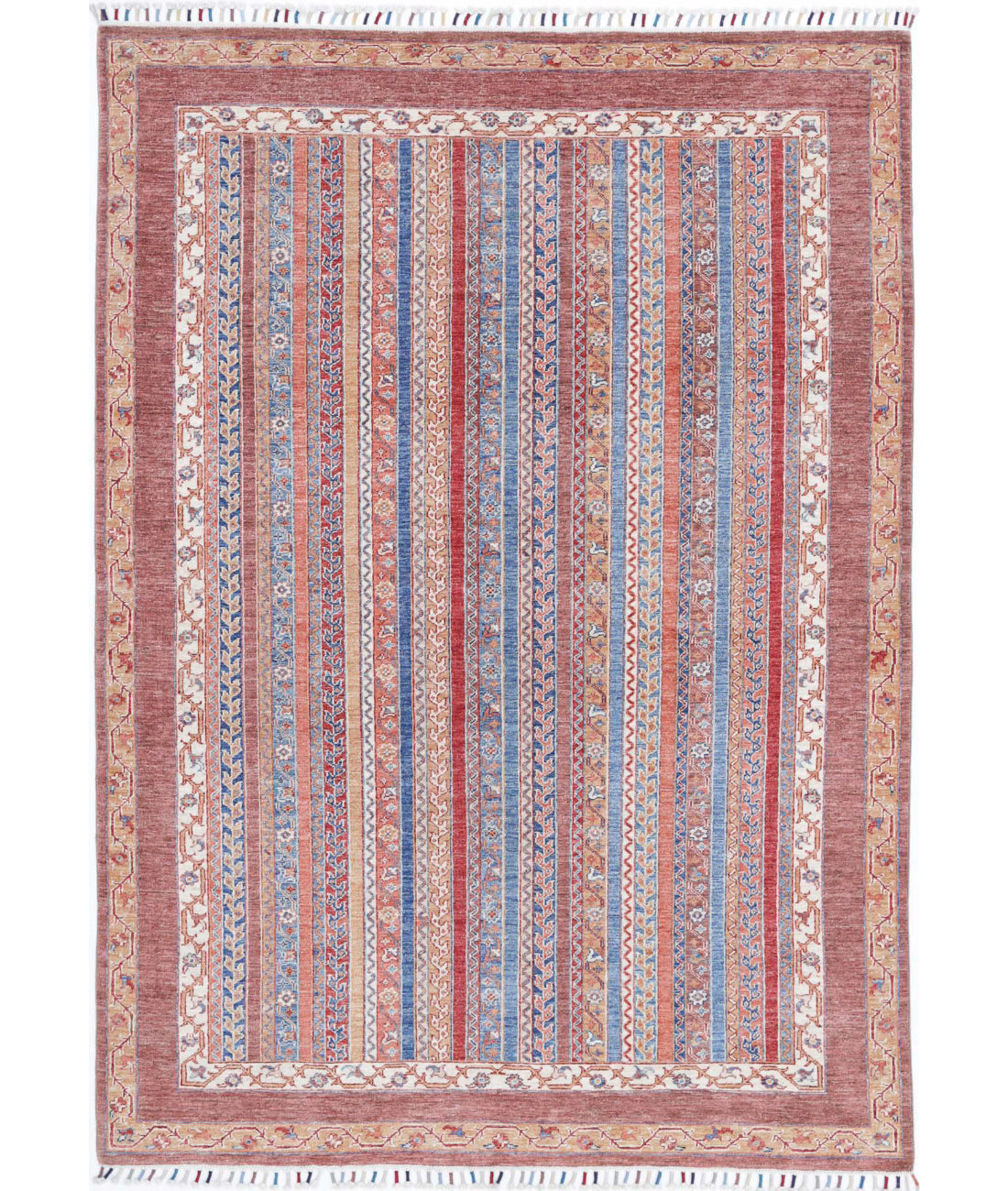 Shaal 5'6'' X 7'9'' Hand-Knotted Wool Rug 5'6'' x 7'9'' (165 X 233) / Brown / Multi