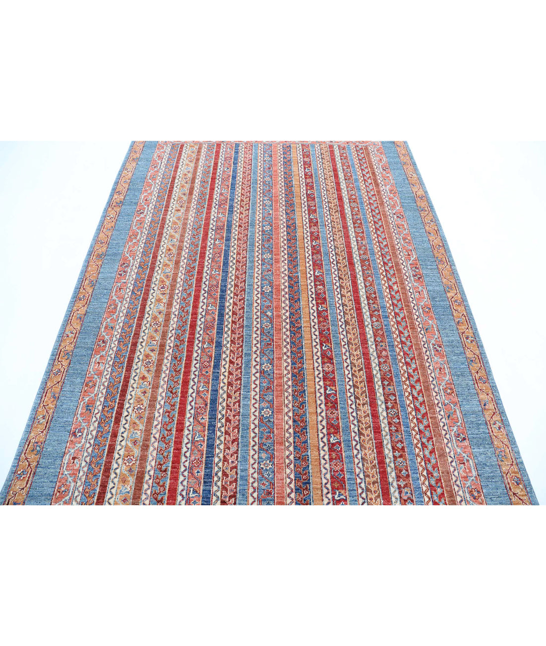 Shaal 5'6'' X 7'10'' Hand-Knotted Wool Rug 5'6'' x 7'10'' (165 X 235) / Blue / Multi