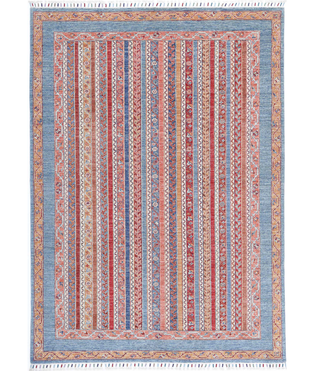 Shaal 5'6'' X 7'10'' Hand-Knotted Wool Rug 5'6'' x 7'10'' (165 X 235) / Blue / Multi