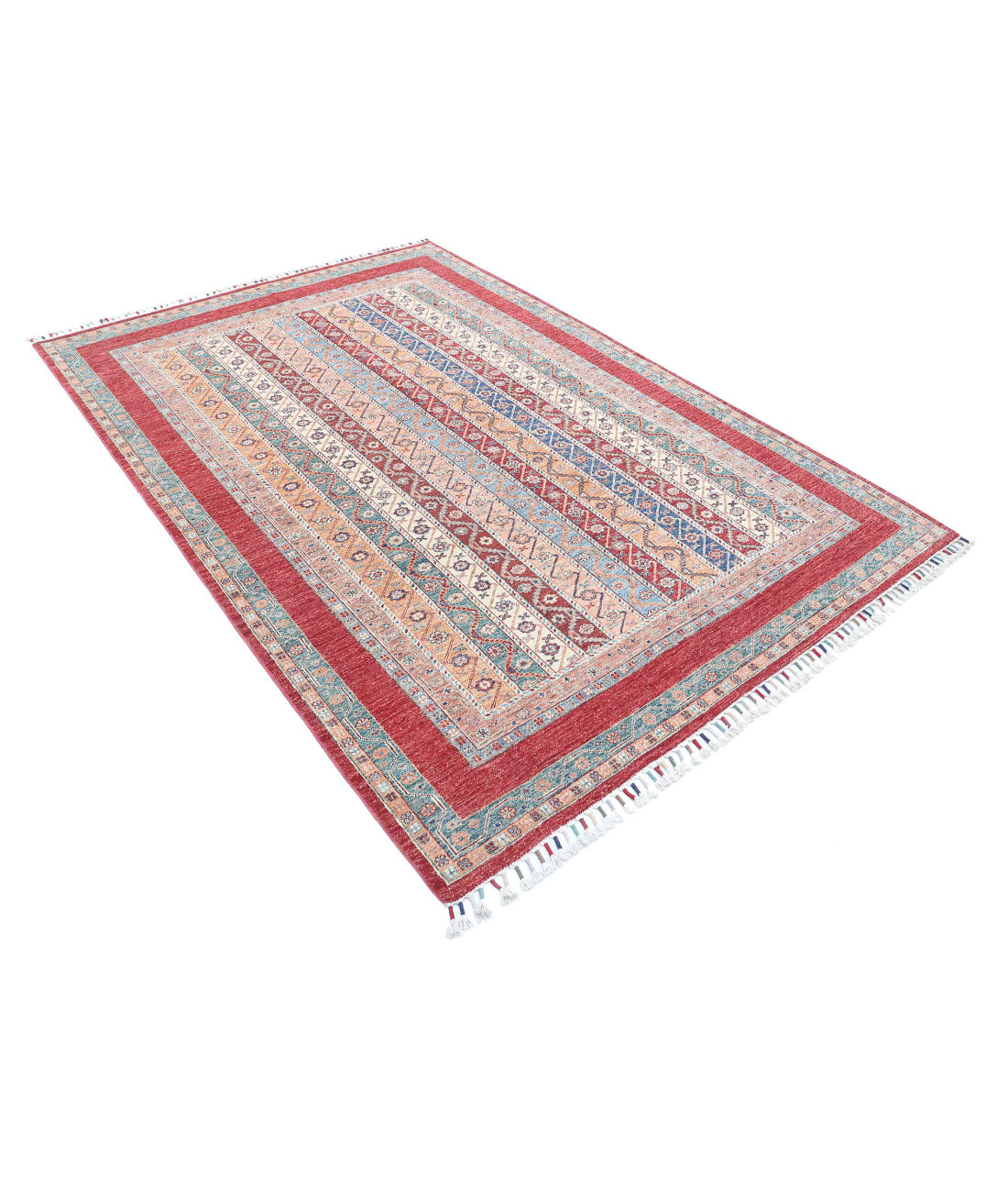 Shaal 5'4'' X 7'10'' Hand-Knotted Wool Rug 5'4'' x 7'10'' (160 X 235) / Red / Multi