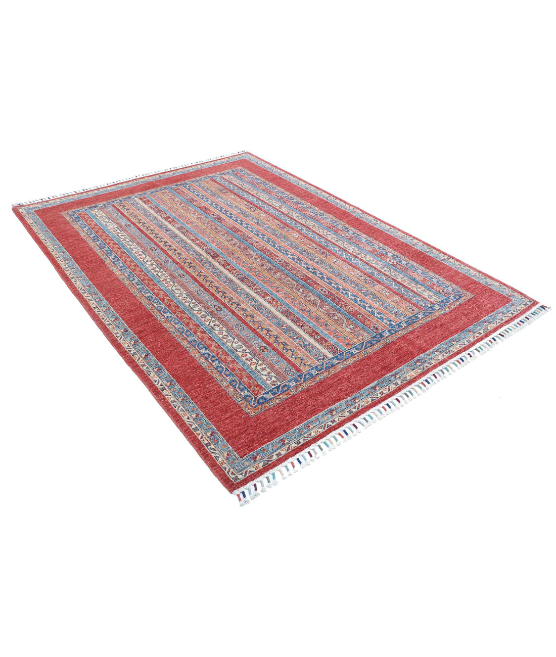 Shaal 5'9'' X 7'9'' Hand-Knotted Wool Rug 5'9'' x 7'9'' (173 X 233) / Red / Multi