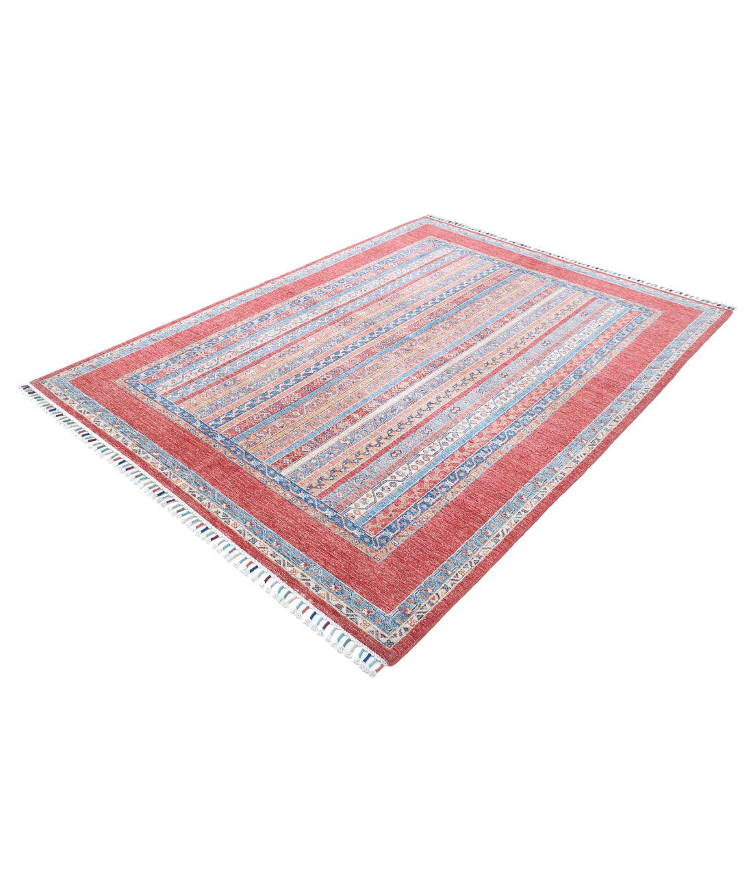 Shaal 5'9'' X 7'9'' Hand-Knotted Wool Rug 5'9'' x 7'9'' (173 X 233) / Red / Multi