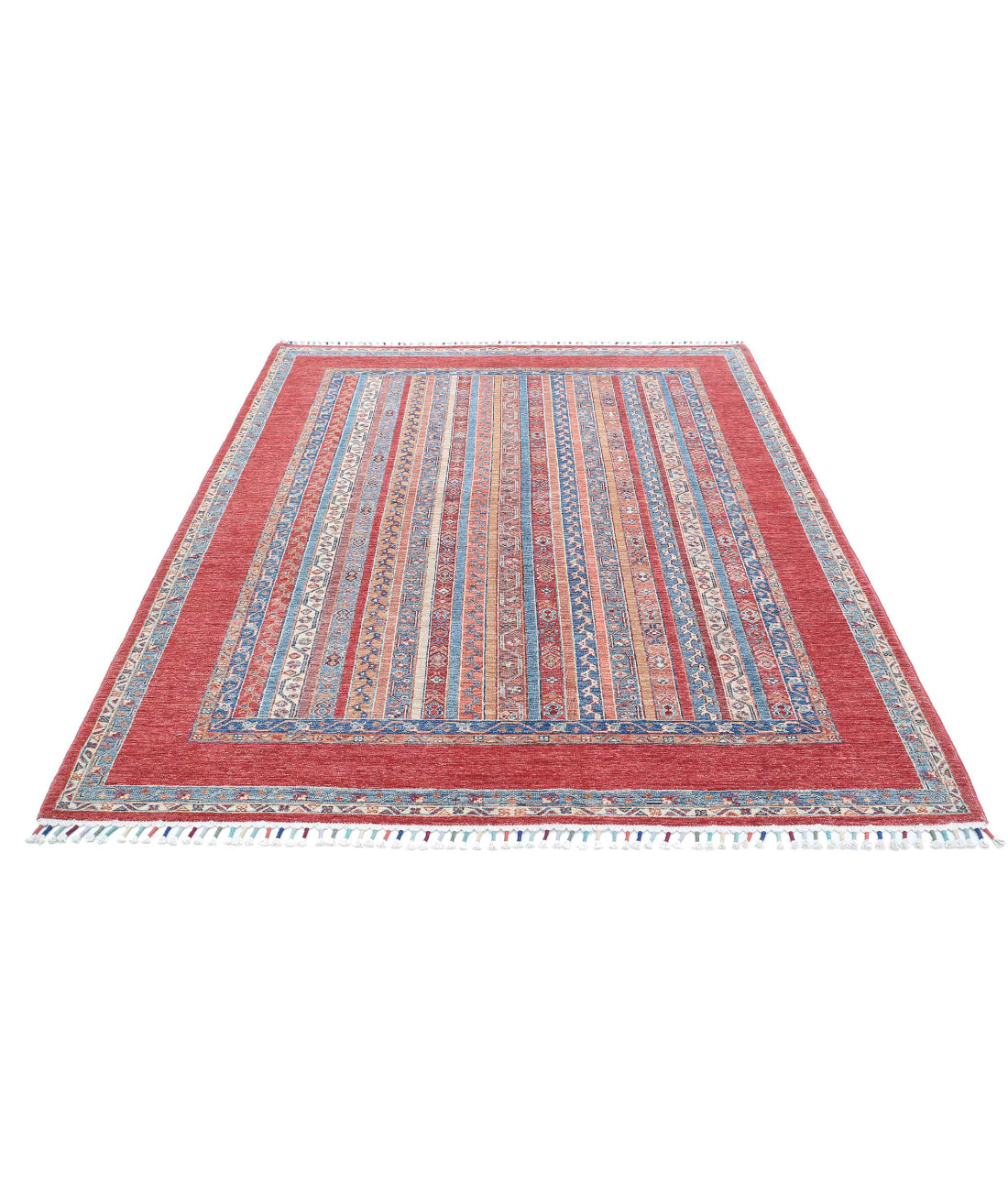 Shaal 5'9'' X 7'9'' Hand-Knotted Wool Rug 5'9'' x 7'9'' (173 X 233) / Red / Multi