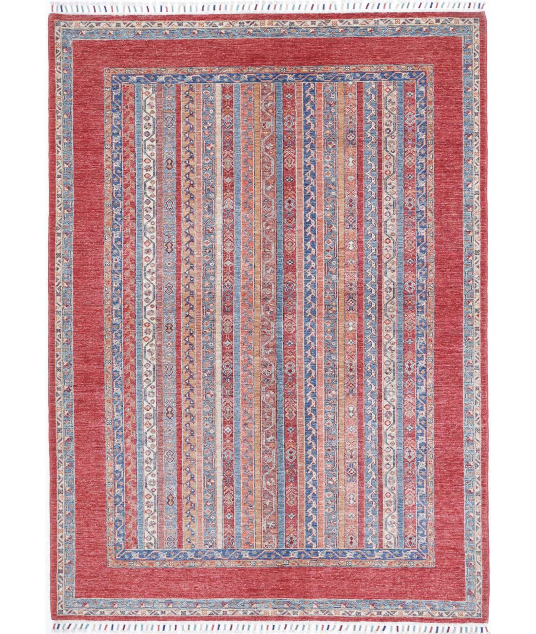 Shaal 5'9'' X 7'9'' Hand-Knotted Wool Rug 5'9'' x 7'9'' (173 X 233) / Red / Multi