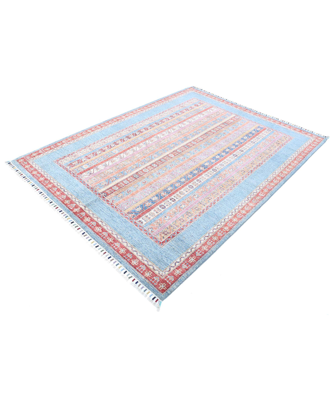 Shaal 5'9'' X 7'8'' Hand-Knotted Wool Rug 5'9'' x 7'8'' (173 X 230) / Blue / Multi