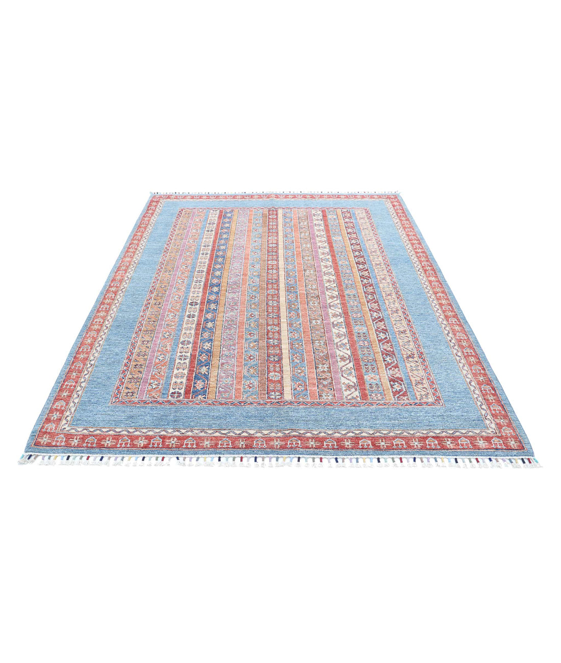 Shaal 5'9'' X 7'8'' Hand-Knotted Wool Rug 5'9'' x 7'8'' (173 X 230) / Blue / Multi