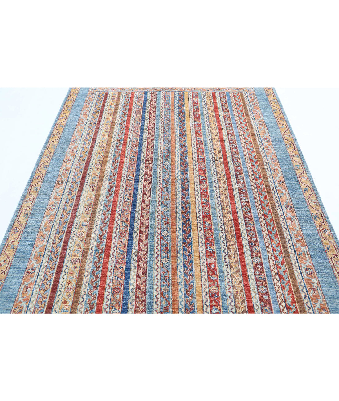 Shaal 5'8'' X 7'6'' Hand-Knotted Wool Rug 5'8'' x 7'6'' (170 X 225) / Blue / Multi