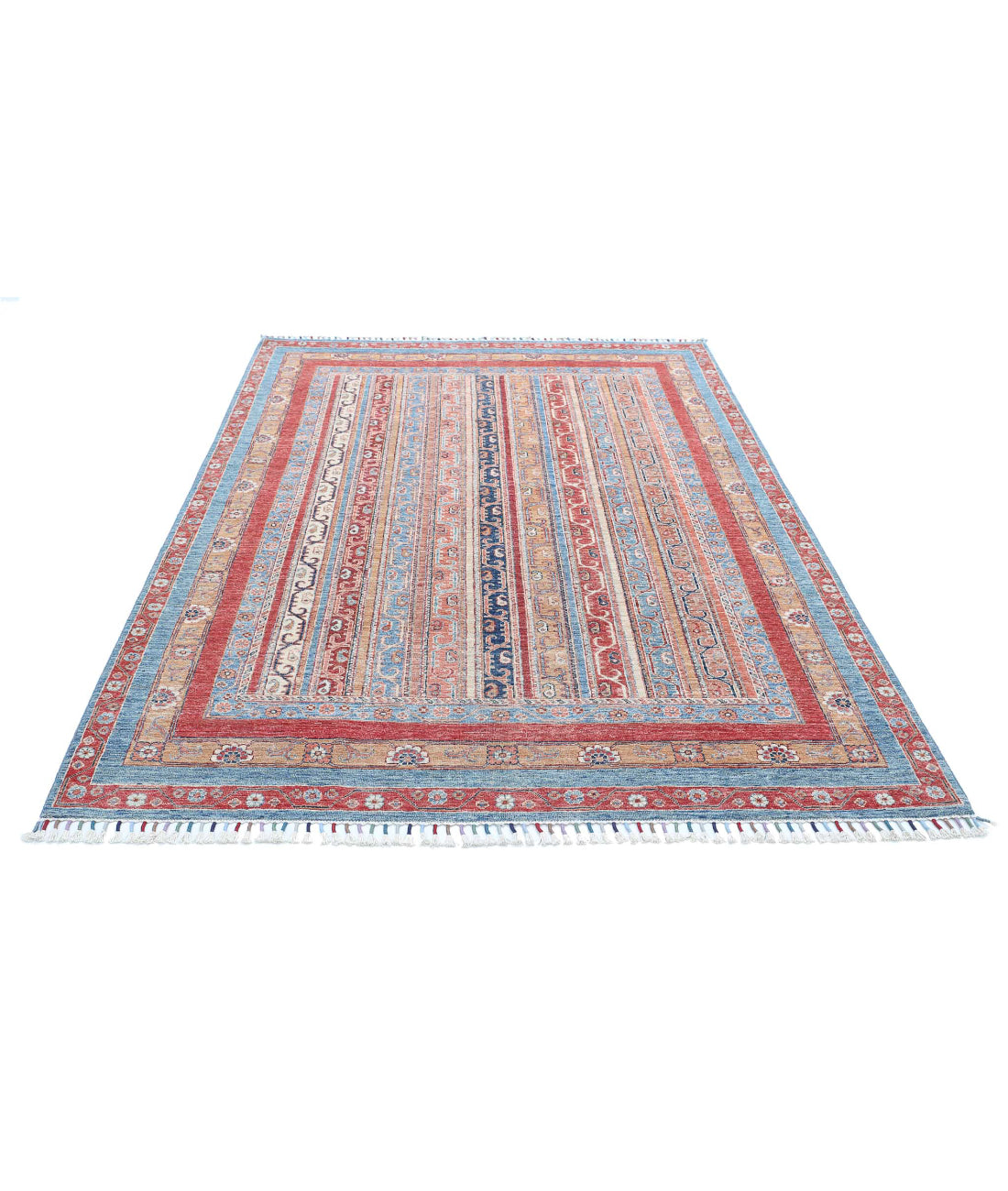 Shaal 5'7'' X 7'10'' Hand-Knotted Wool Rug 5'7'' x 7'10'' (168 X 235) / Blue / Multi