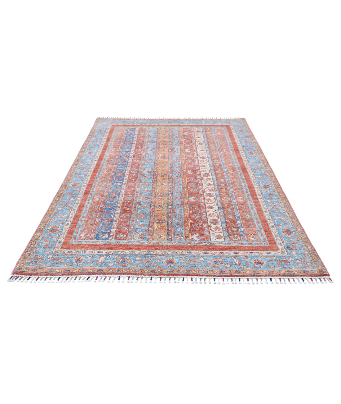 Shaal 5'5'' X 8'4'' Hand-Knotted Wool Rug 5'5'' x 8'4'' (163 X 250) / Multi / Teal