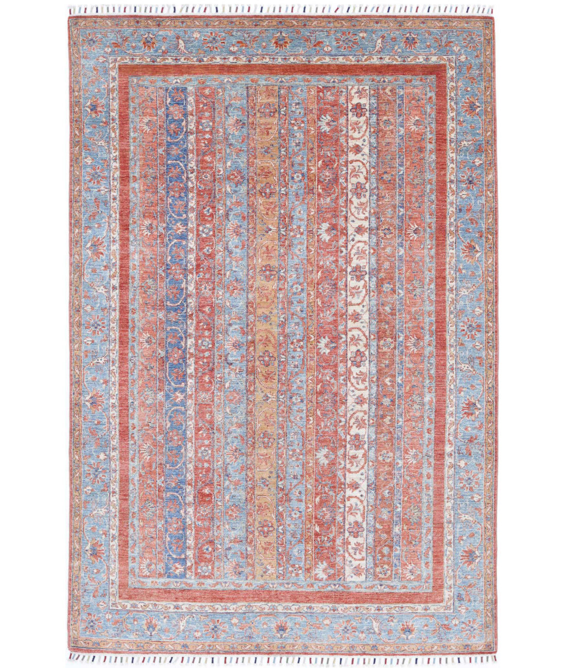 Shaal 5'5'' X 8'4'' Hand-Knotted Wool Rug 5'5'' x 8'4'' (163 X 250) / Multi / Teal