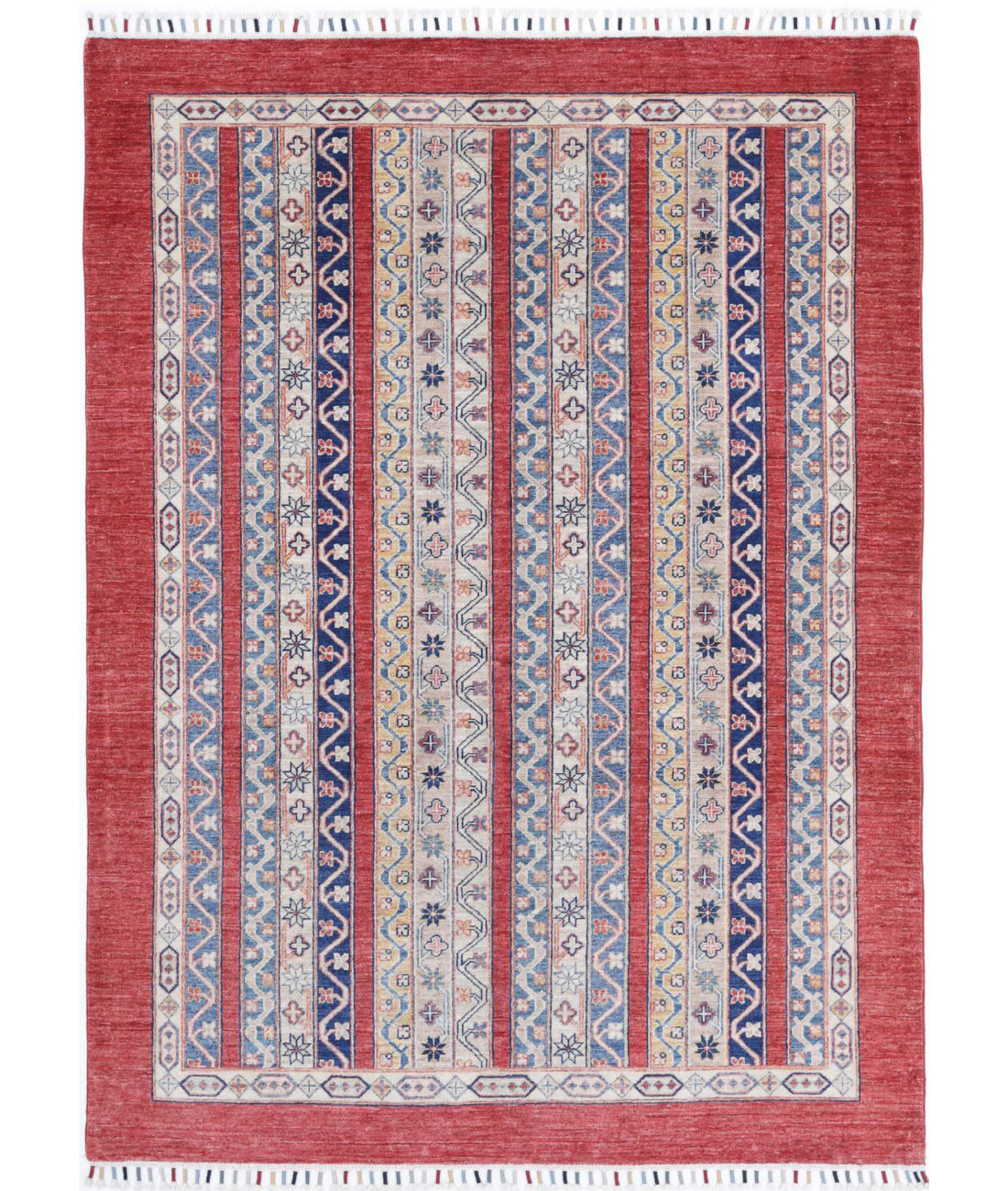 Shaal 4'9'' X 6'7'' Hand-Knotted Wool Rug 4'9'' x 6'7'' (143 X 198) / Red / Multi