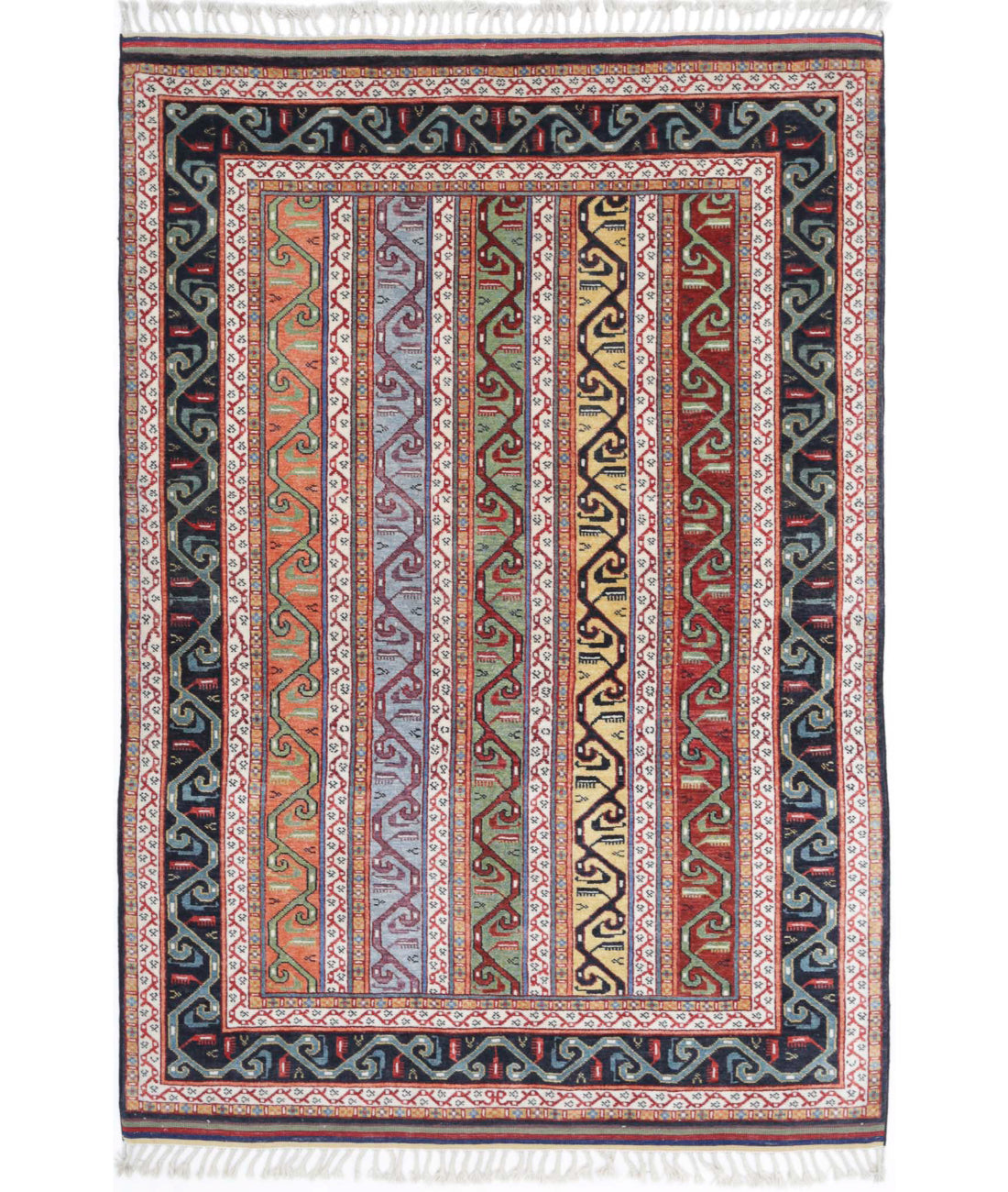 Shaal 4'3'' X 6'2'' Hand-Knotted Wool Rug 4'3'' x 6'2'' (128 X 185) / Multi / Black