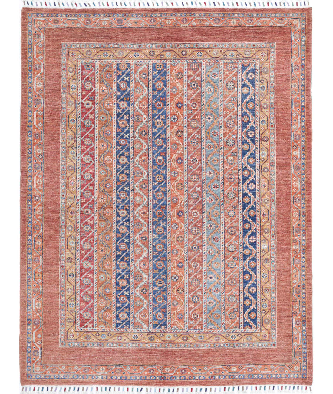 Shaal 5'1'' X 6'8'' Hand-Knotted Wool Rug 5'1'' x 6'8'' (153 X 200) / Brown / Multi