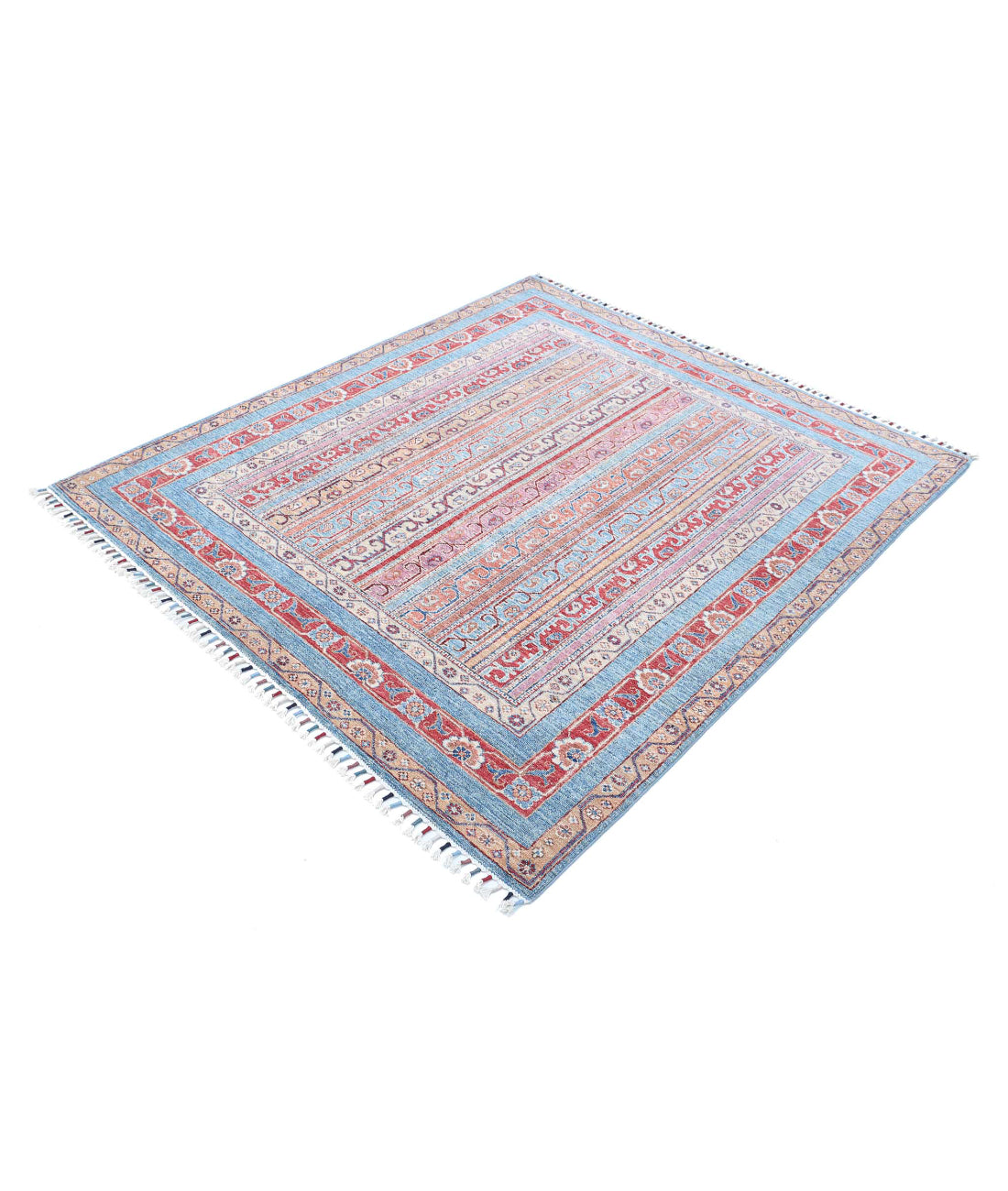 Shaal 5'0'' X 5'9'' Hand-Knotted Wool Rug 5'0'' x 5'9'' (150 X 173) / Multi / Blue