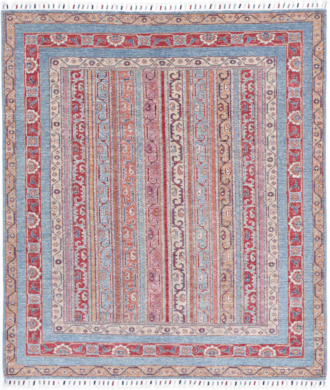 Shaal 5'0'' X 5'9'' Hand-Knotted Wool Rug 5'0'' x 5'9'' (150 X 173) / Multi / Blue