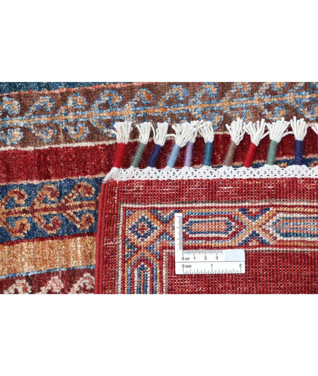 Shaal 5'0'' X 6'9'' Hand-Knotted Wool Rug 5'0'' x 6'9'' (150 X 203) / Red / Blue