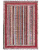 Shaal 5'0'' X 6'9'' Hand-Knotted Wool Rug 5'0'' x 6'9'' (150 X 203) / Red / Blue